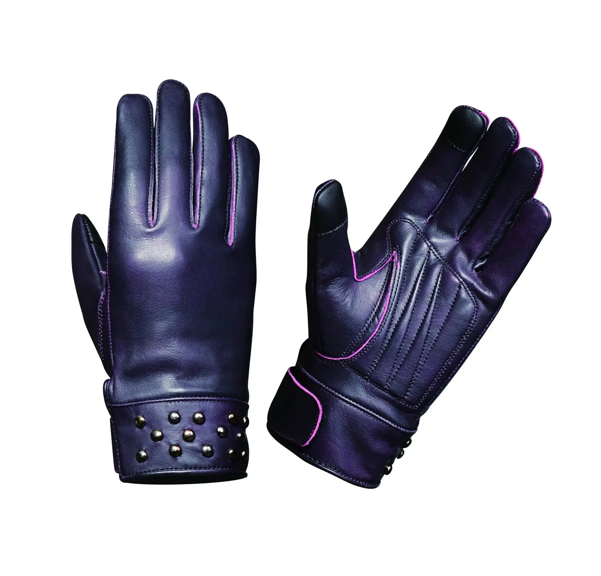 Ladies Purple Full Finger Gloves - Unik Just for Bikers - Flyclothing LLC
