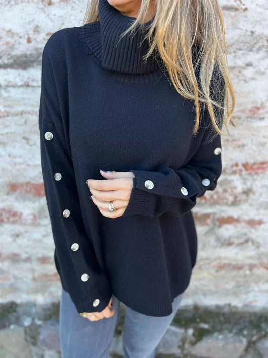Full Size Turtleneck Long Sleeve Sweater Plus Size - Trendsi - Flyclothing LLC