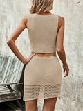 Button Up Sleeveless Top and Drawstring Skirt Set - Trendsi