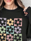 Flower Round Neck Long Sleeve Sweatshirt - Trendsi