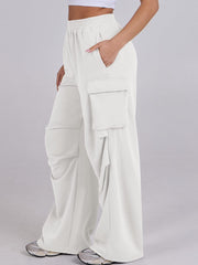 Elastic Waist Wide Leg Pants with Pockets - Trendsi