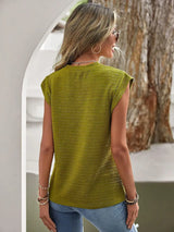 Textured Round Neck Casual Ribbed Top - Trendsi - Flyclothing LLC