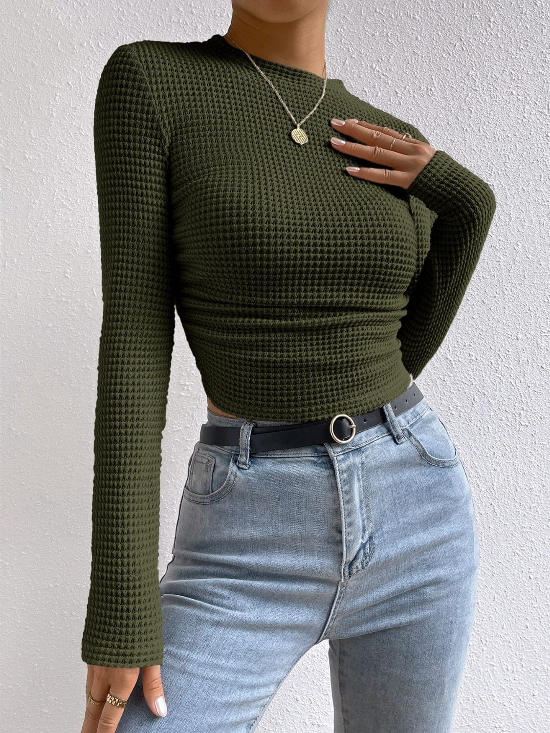 Round Neck Long Sleeve T-Shirt - Trendsi