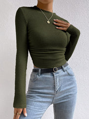 Round Neck Long Sleeve T-Shirt - Trendsi