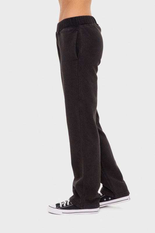 Mono B Elastic Waist Fleece Pants with Pockets - Trendsi - Flyclothing LLC
