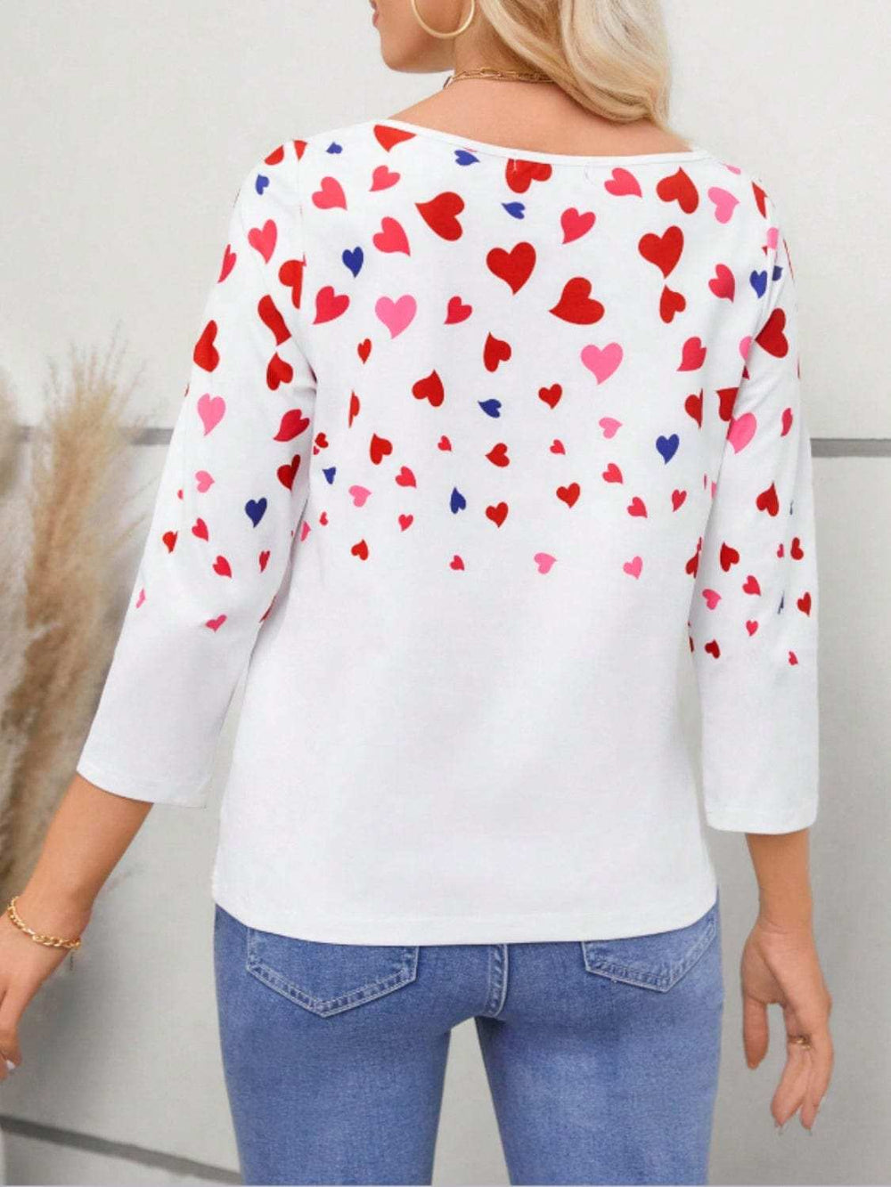 Heart Round Neck Long Sleeve T-Shirt - Trendsi - Flyclothing LLC