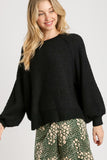 Umgee Full Size Round Neck Long Sleeve Sweater Plus Size - Trendsi