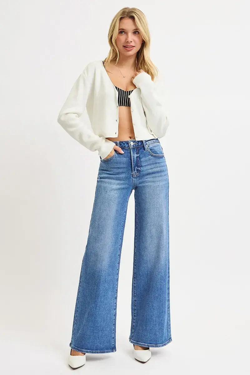 RISEN Full Size High Rise Wide Leg Jeans Plus Size - Trendsi - Flyclothing LLC