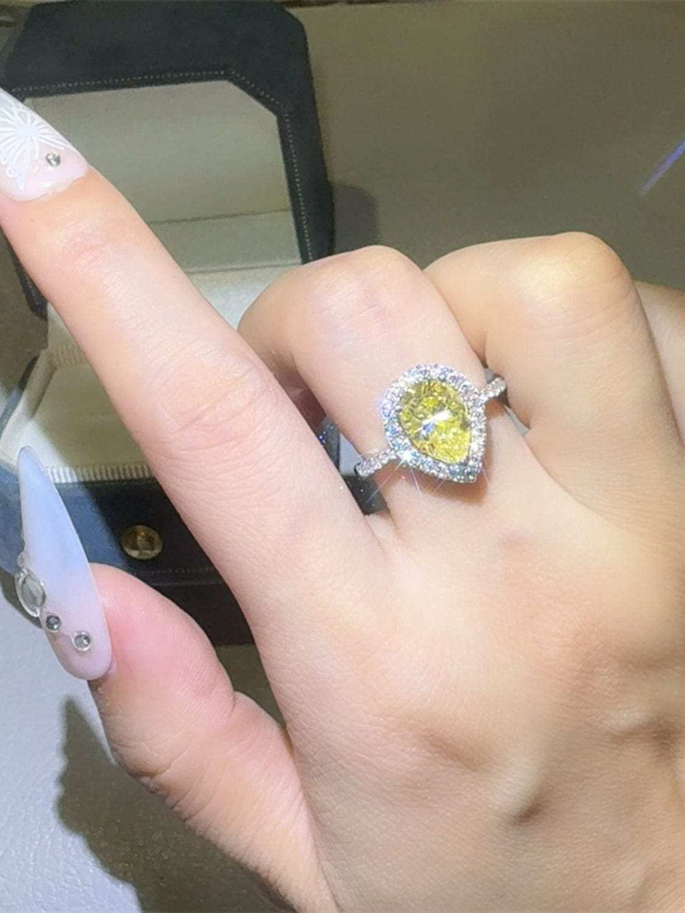 2 Carat Moissanite 925 Sterling Silver Teardrop Shape Ring - Trendsi - Flyclothing LLC