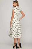 She + Sky Front Zip Polka Dots Cap Sleeve Midi Dress - Trendsi - Flyclothing LLC