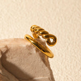 Stainless Steel Knot Bypass Ring - Trendsi