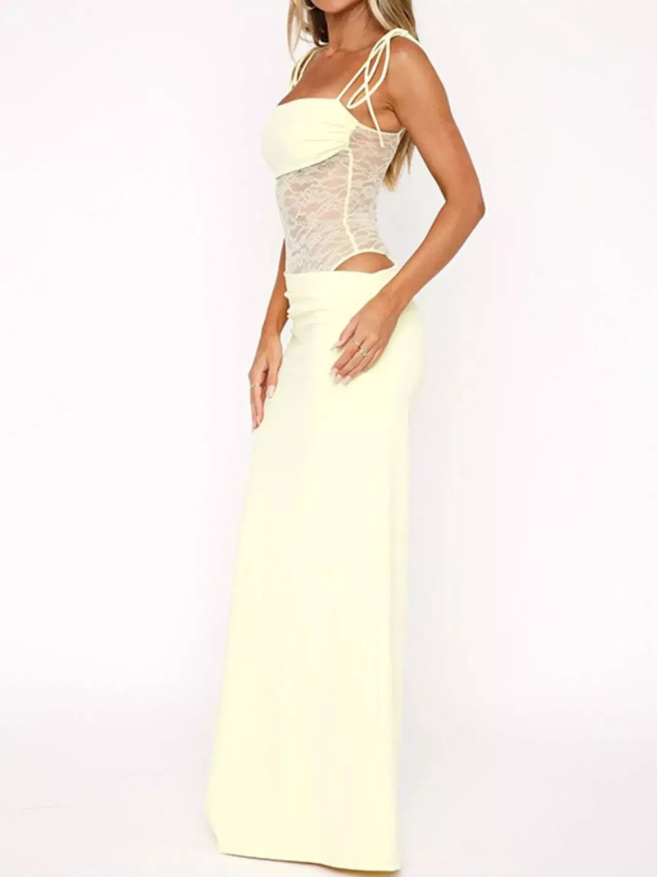 Lace Cutout Tie Shoulder Maxi Dress - Trendsi - Flyclothing LLC