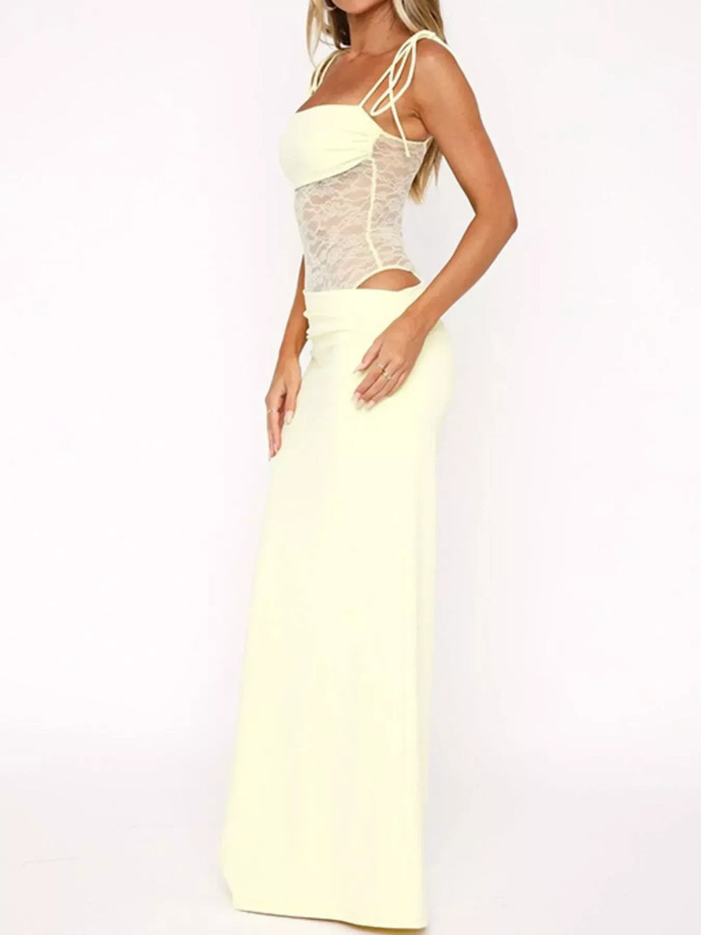 Lace Cutout Tie Shoulder Maxi Dress - Trendsi - Flyclothing LLC