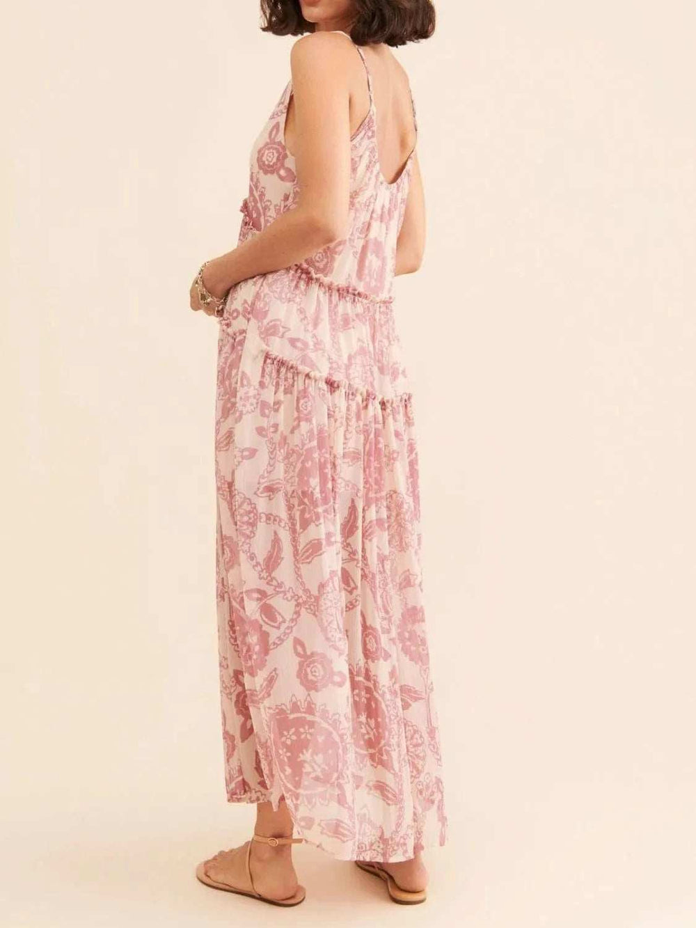 Printed V-Neck Sleeveless Dress - Trendsi - Flyclothing LLC