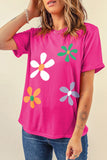 Flower Round Neck Short Sleeve T-Shirt - Trendsi