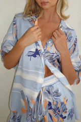 Printed Button Up Shirt and Pants Set - Trendsi - Flyclothing LLC