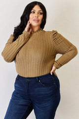 Basic Bae Full Size Ribbed Mock Neck Puff Sleeve T-Shirt - ShopBasicbae - Flyclothing LLC