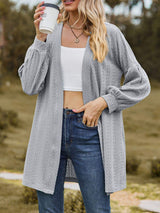 Textured Open Front Dropped Shoulder Cardigan - Trendsi - Flyclothing LLC