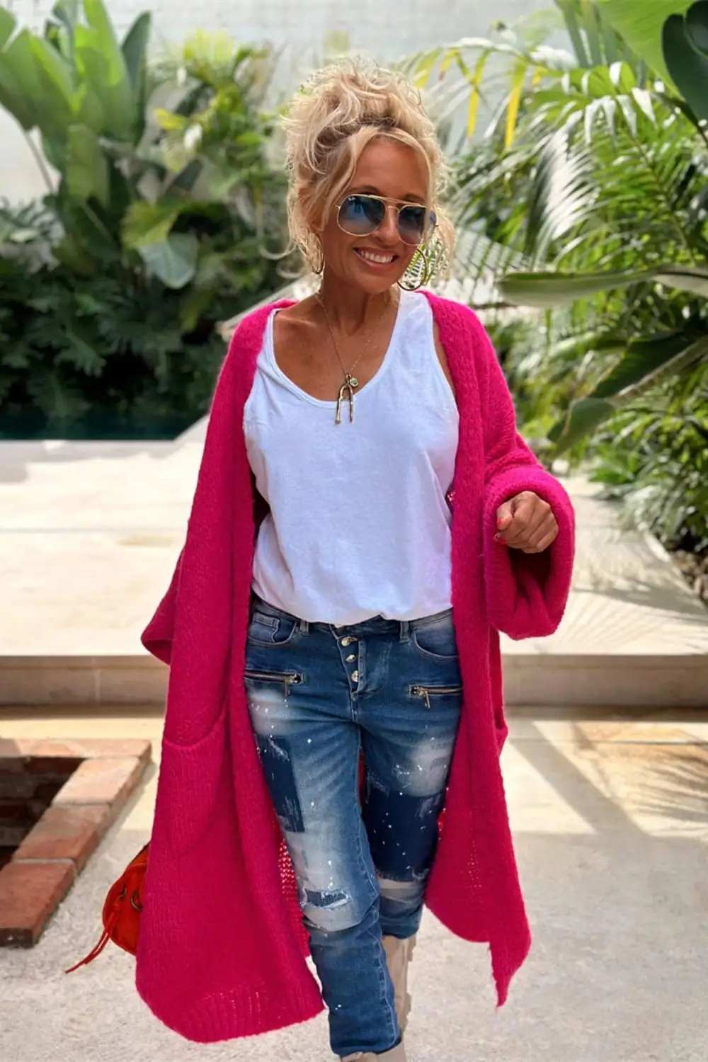 Letter Dropped Shoulder Long Sleeve Cardigan - Trendsi - Flyclothing LLC