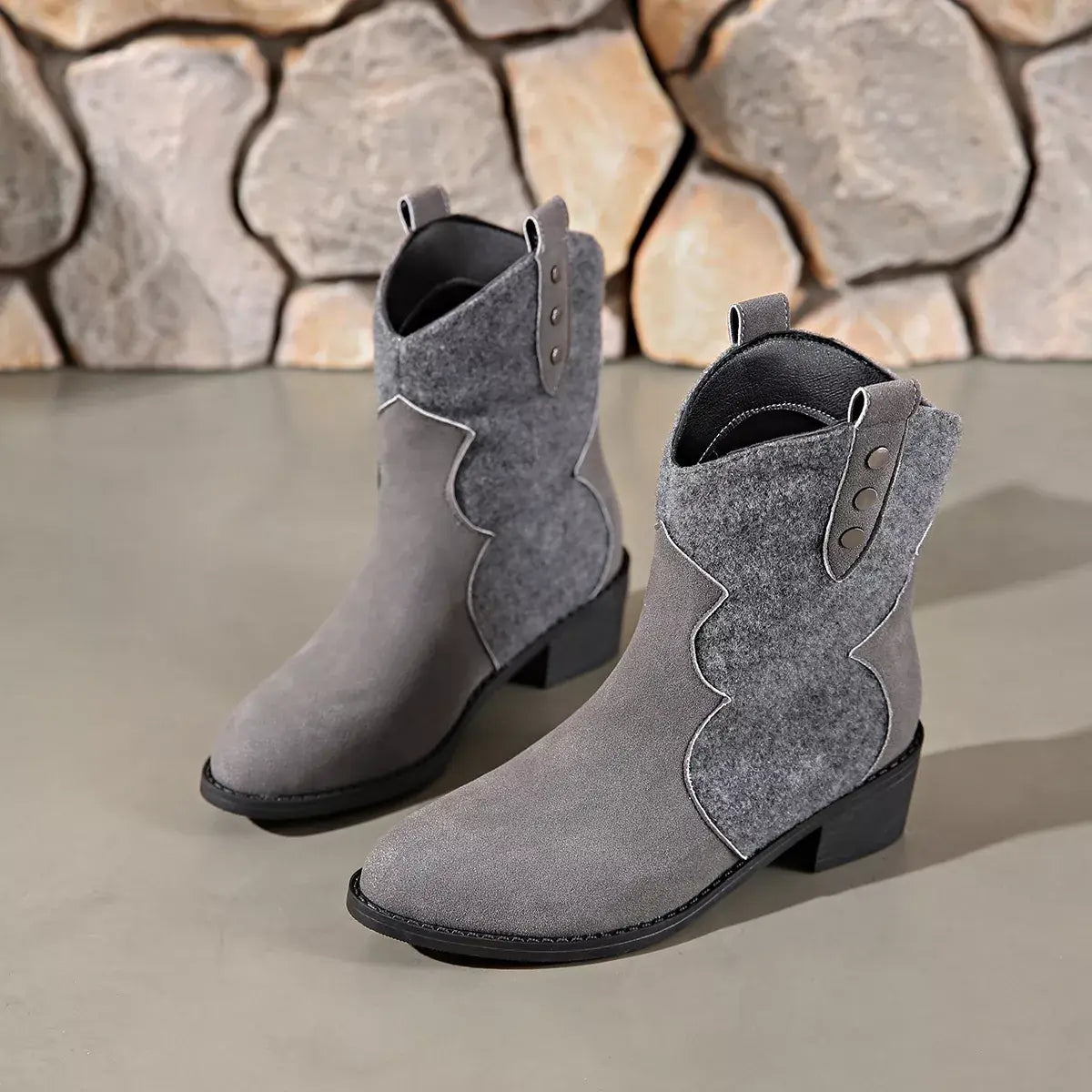 Point Toe Block Heels Boots - Trendsi - Flyclothing LLC