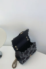 Raw Hem Denim Crossbody Bag - Trendsi