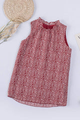 Frill Printed Round Neck Tank - Trendsi - Flyclothing LLC