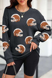 Sequin Helmet Round Neck Long Sleeve Sweatshirt - Trendsi - Flyclothing LLC