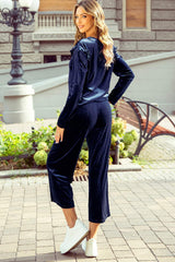 Frill Round Neck Long Sleeve Top and Pants Set - Trendsi - Flyclothing LLC