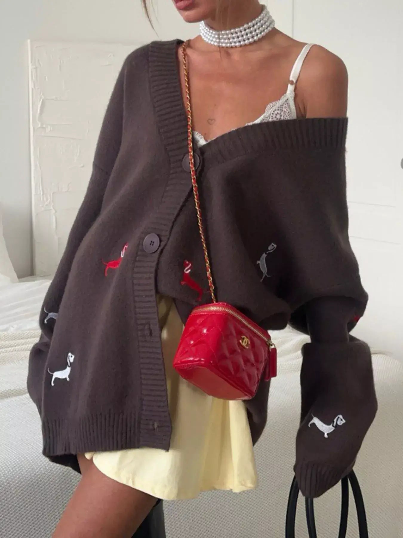 Embroidered Button Up Cardigan - Trendsi - Flyclothing LLC