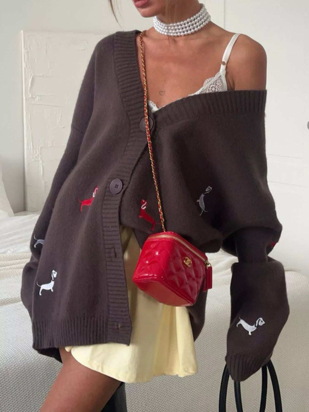 Embroidered Button Up Cardigan - Trendsi - Flyclothing LLC