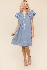 Haptics Double Ruffle Sleeve Dress with Side Pockets - Trendsi - Flyclothing LLC