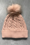 Cable-Knit Cuffed Hat with Pom-pom - Trendsi