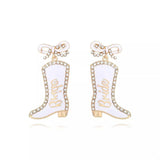 Cowgirl Boot Dangle Earrings with Bow - Trendsi - Flyclothing LLC