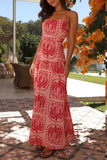 Printed Halter Neck Maxi Dress - Trendsi