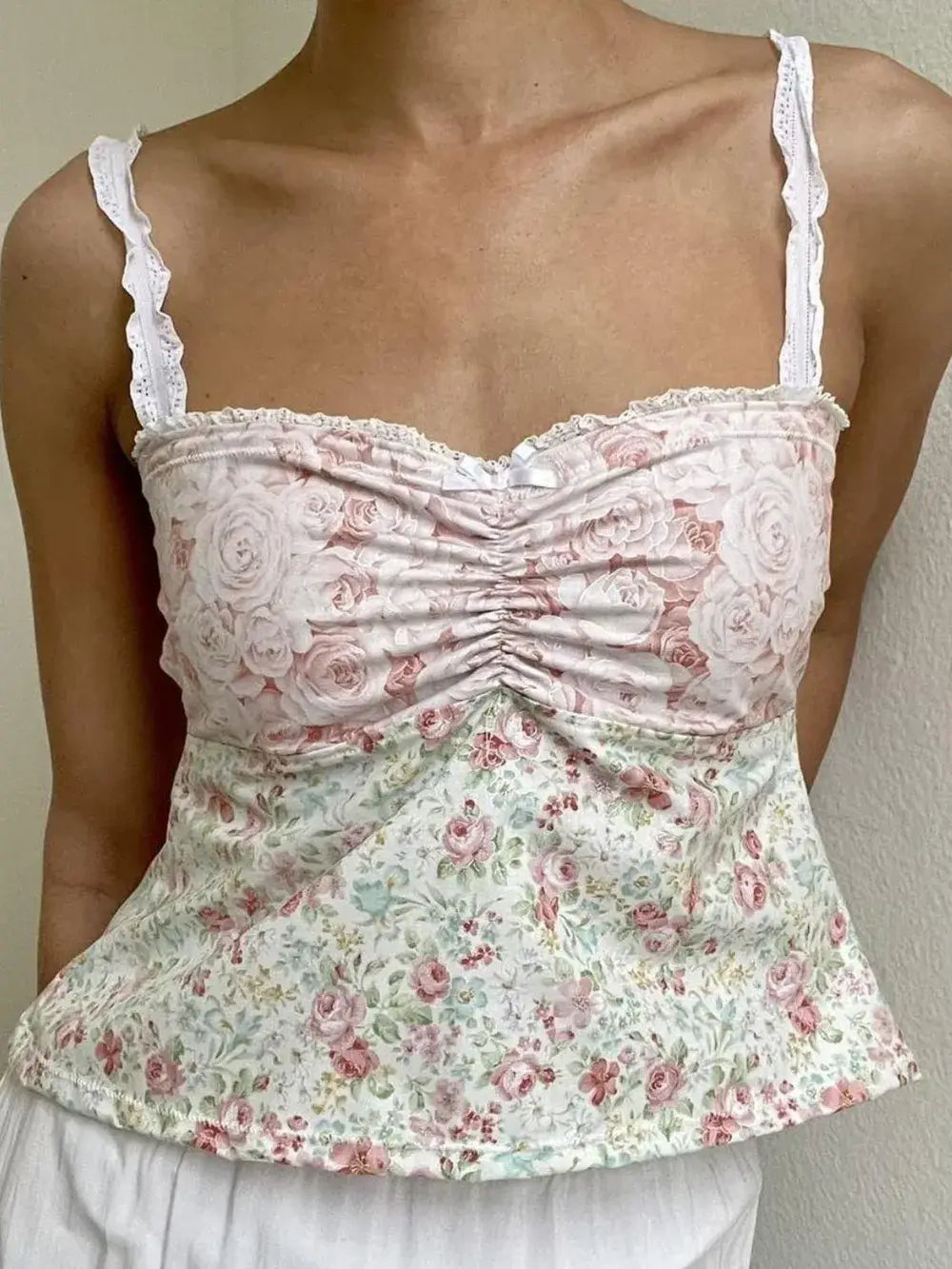 Lace Detail Floral Sweetheart Neck Cami - Trendsi - Flyclothing LLC