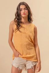 BiBi Textured Sweather Knit Twist Back Sleeveless Top - Trendsi - Flyclothing LLC