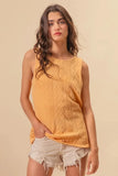BiBi Textured Sweather Knit Twist Back Sleeveless Top - Trendsi