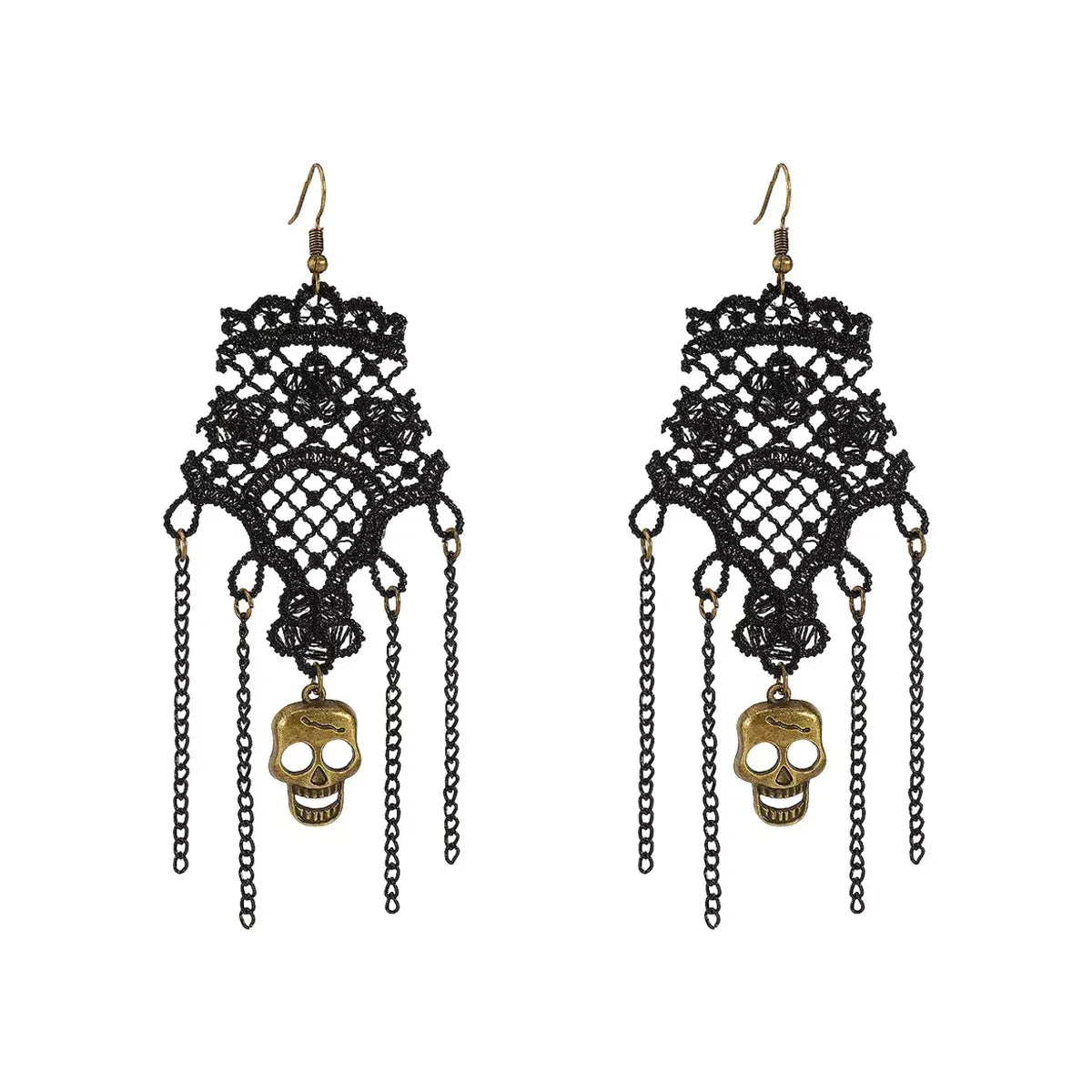 Halloween Lace Skull Necklace and Earrings Jewelry Set - Trendsi - Flyclothing LLC