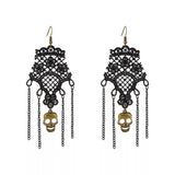 Halloween Lace Skull Necklace and Earrings Jewelry Set - Trendsi - Flyclothing LLC