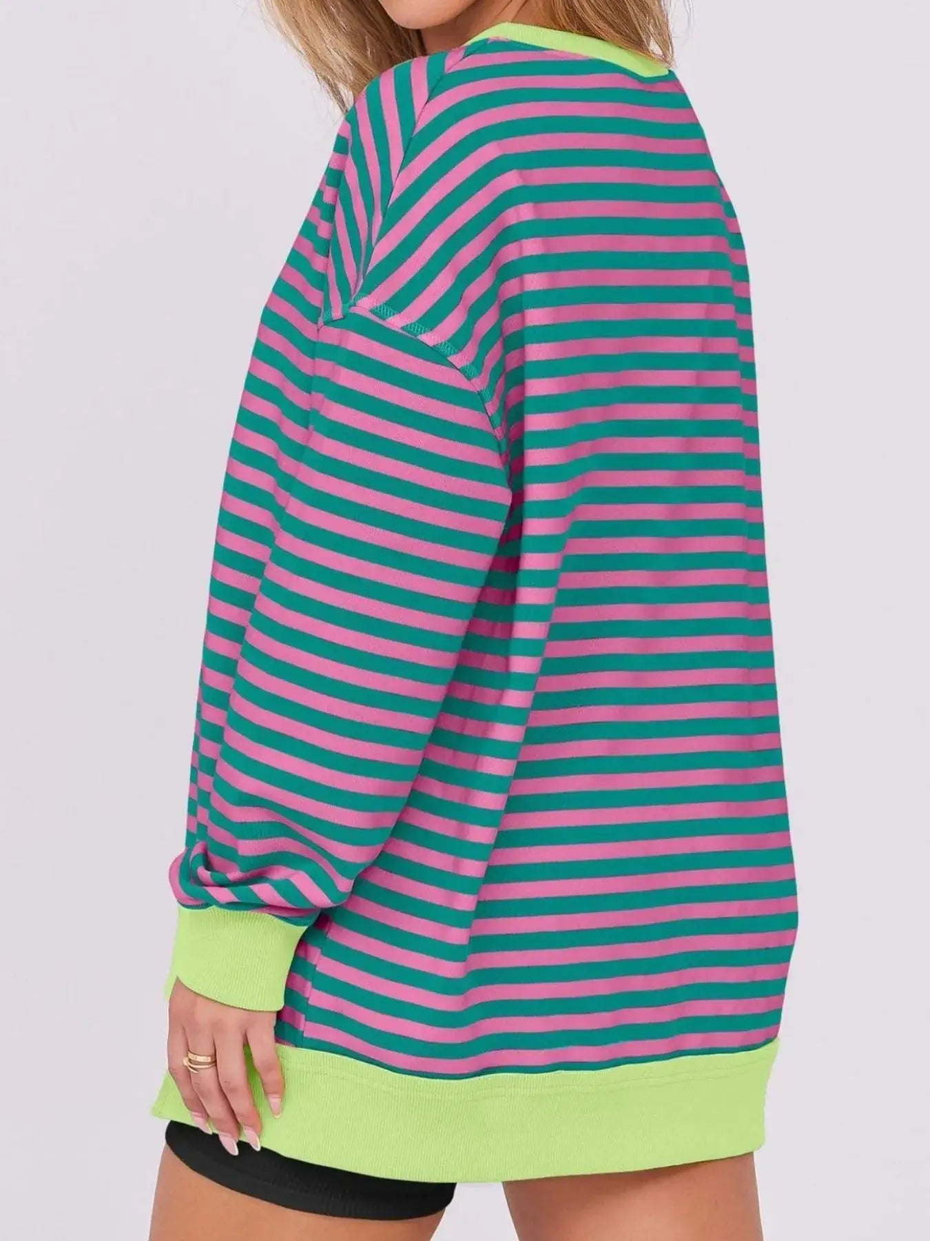 Notched Long Sleeve Oversized Sweatshirt - Trendsi - Flyclothing LLC