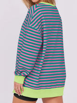 Notched Long Sleeve Oversized Sweatshirt - Trendsi - Flyclothing LLC