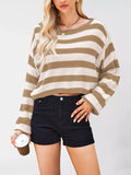 Striped Dropped Shoulder Sweater - Trendsi - Flyclothing LLC