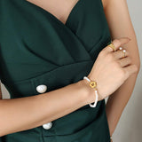 Titanium Steel Pearl Flower Bracelet - Trendsi - Flyclothing LLC