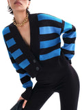 Striped Button Down Drop Shoulder Cardigan - Trendsi - Flyclothing LLC