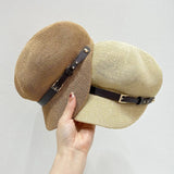 Straw Woven Buckle Hat - Trendsi
