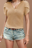 V-Neck Petal Sleeve Blouse - Trendsi - Flyclothing LLC