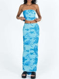 Printed Tube Top and Maxi Skirt Set - Trendsi