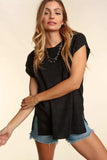 Haptics Pocketed Round Neck Cap Sleeve Knit Top - Trendsi - Flyclothing LLC