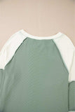 Color Block Round Neck Raglan Sleeve Top - Trendsi - Flyclothing LLC