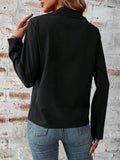 Zip Up Collared Neck Roll-Tab Sleeve Jacket - Trendsi - Flyclothing LLC